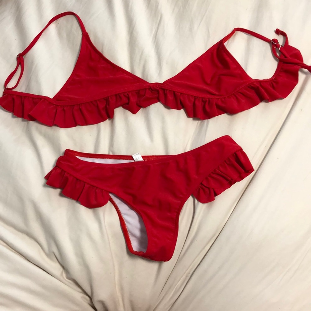 red swimsuit